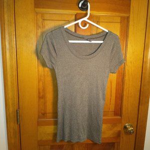 Michael Stars Short-Sleeve Fitted Shimmer T-Shirt, olive, one size.